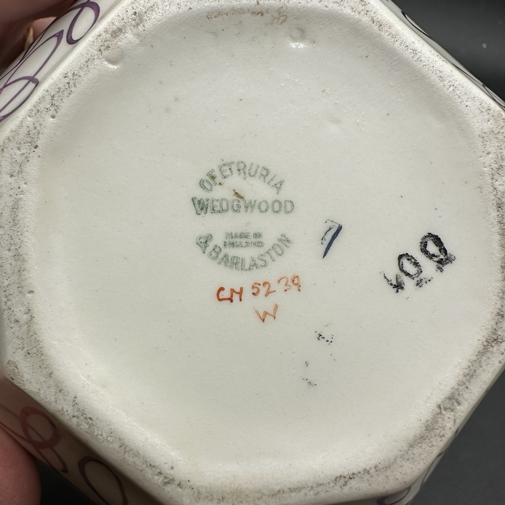 Antique Wedgwood Pink Lusterware Leaves 20 oz Octagonal Milk Jug Pitcher C5239 - Picture 7 of 7